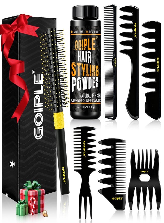 Goiple Hair Styling Combs Set Wide Tooth Texture Comb For Men, Christmas Gift for Men Barber Brush Comb Set Barber Tools for All Types | Hair Styling Powder for Mens Texture Powder Flexible Hold Matte Finish - Image 1